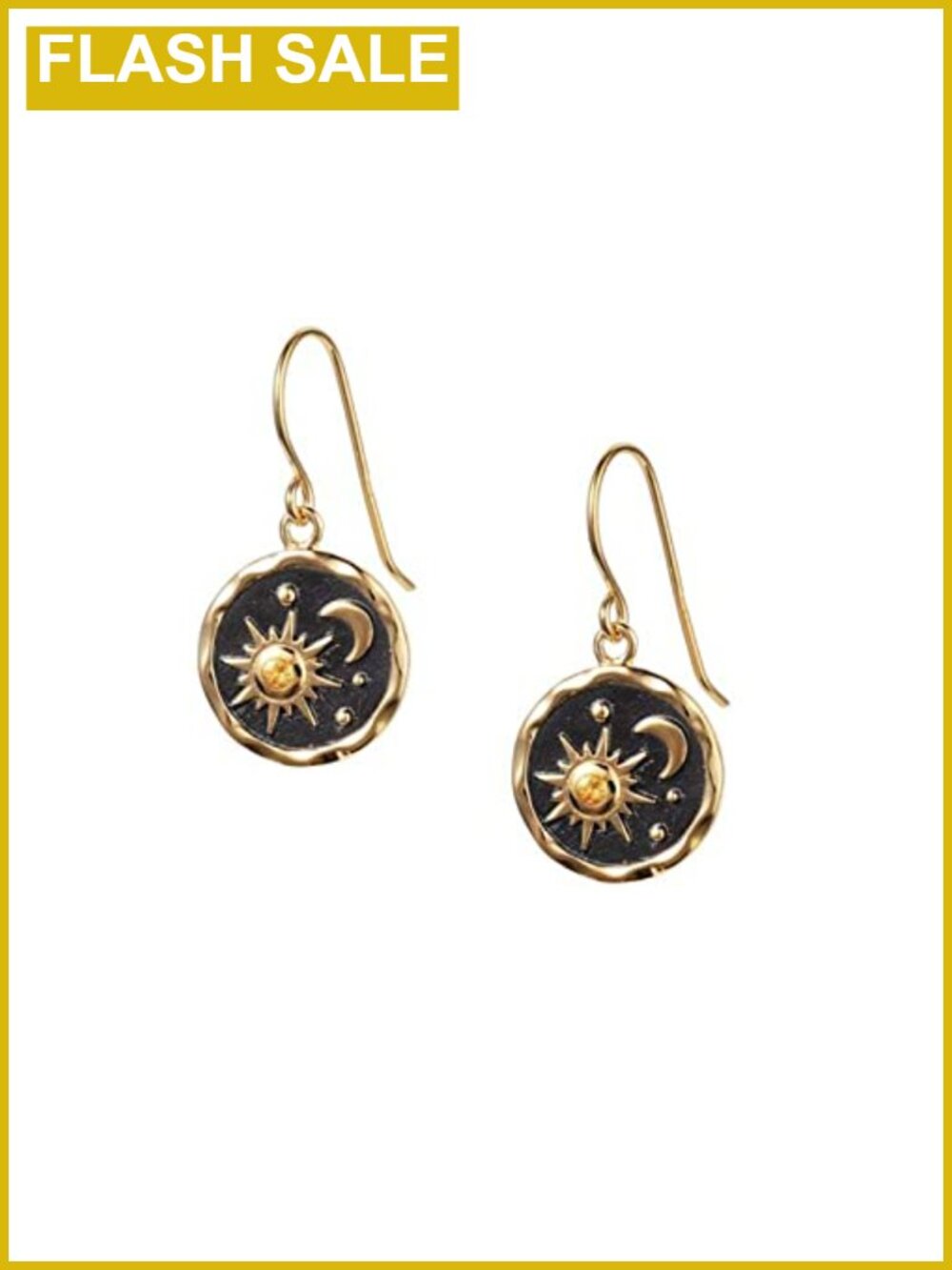Vintage Sun Moon Drop Dangle Earrings Copper Stainless Steel Post